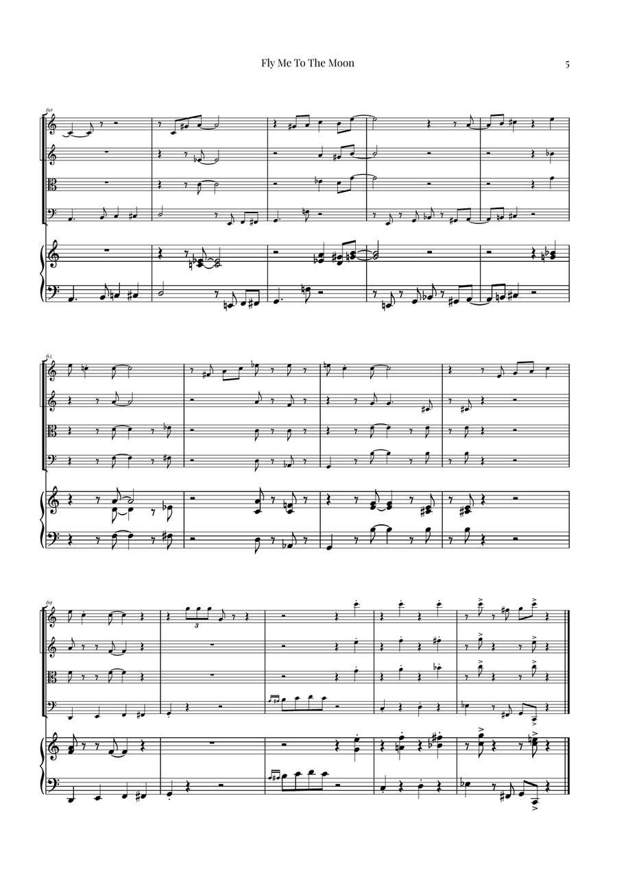 Fly Me To The Moon (In Other Words) String Quartet scores gallery preview page 5