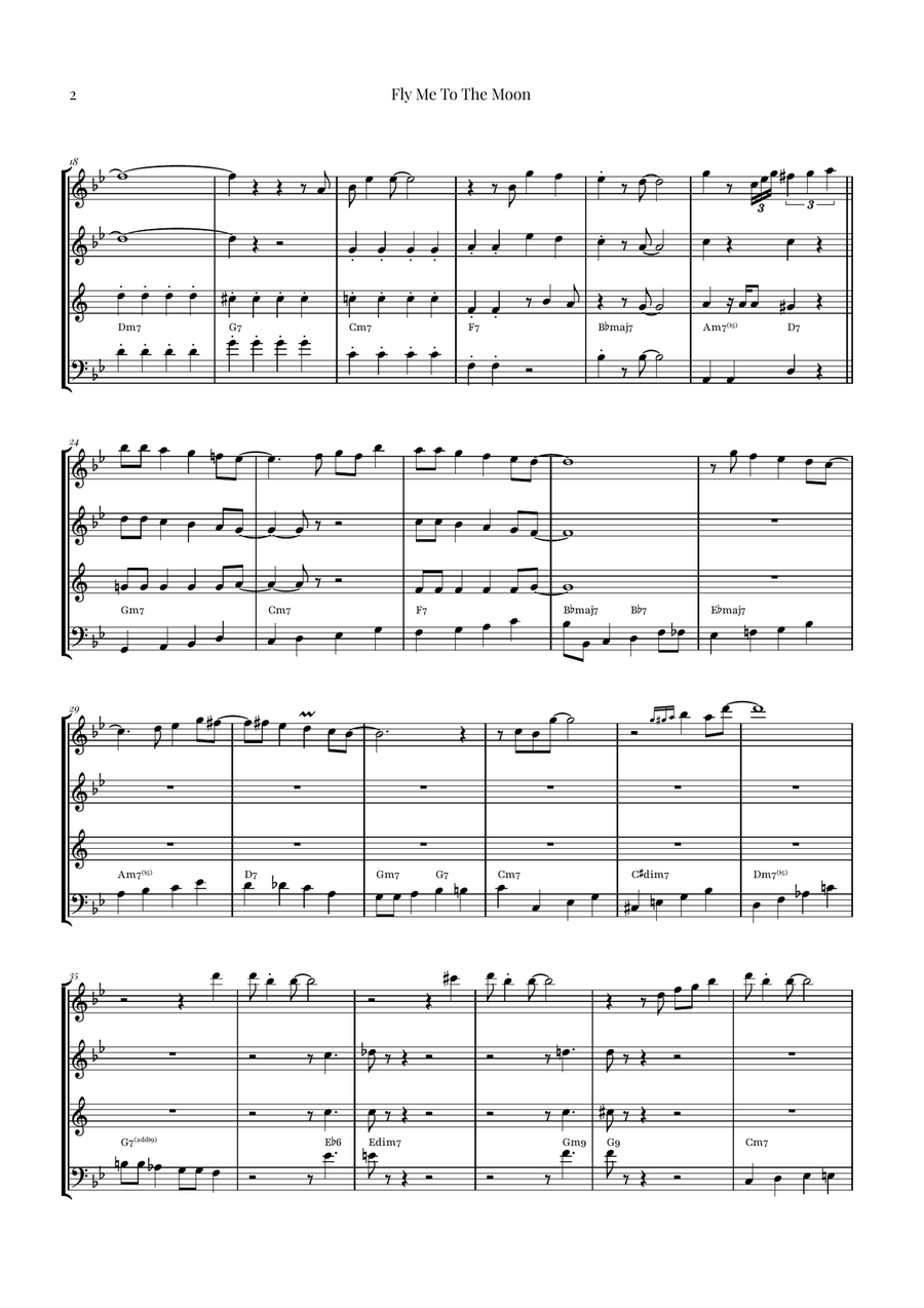 Fly Me To The Moon (In Other Words) Woodwind Quartet scores gallery preview page 2