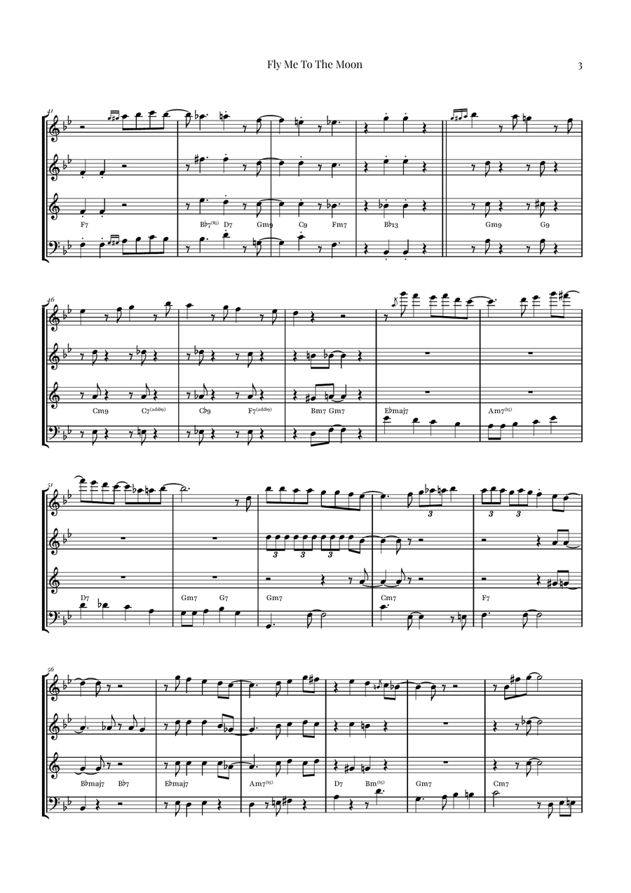Fly Me To The Moon (In Other Words) Woodwind Quartet scores gallery preview page 3