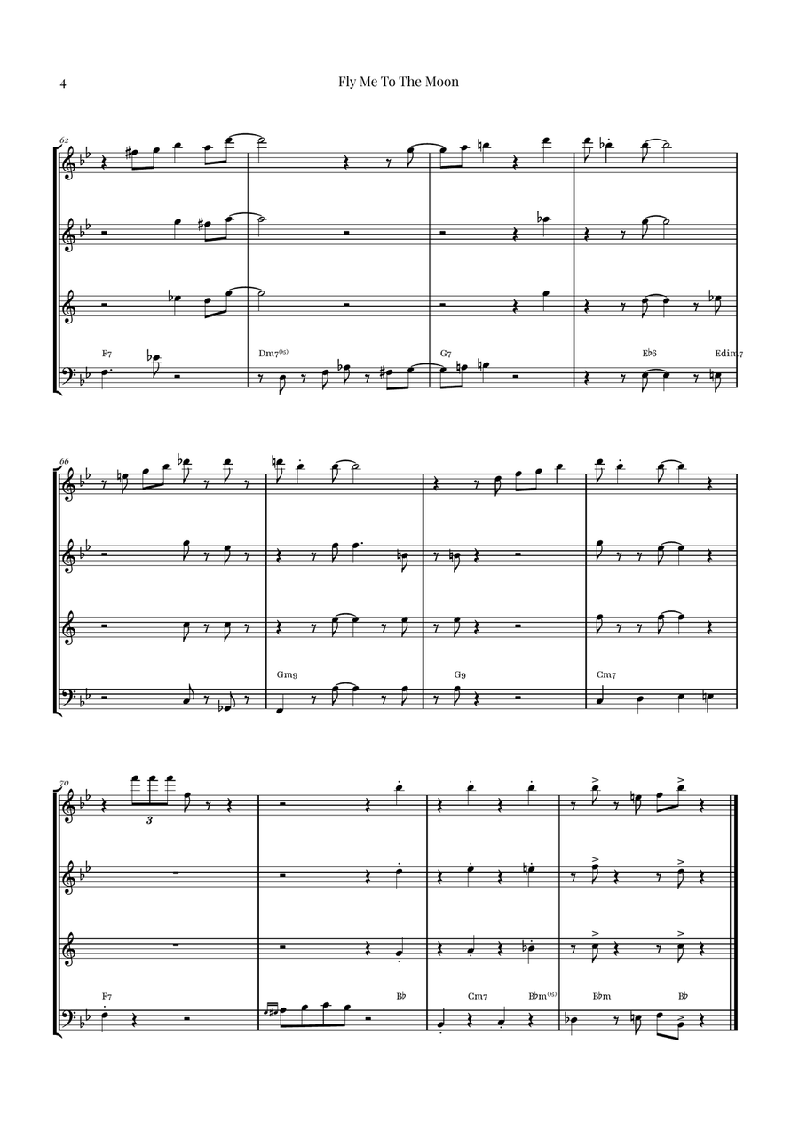 Fly Me To The Moon (In Other Words) Woodwind Quartet scores gallery preview page 4