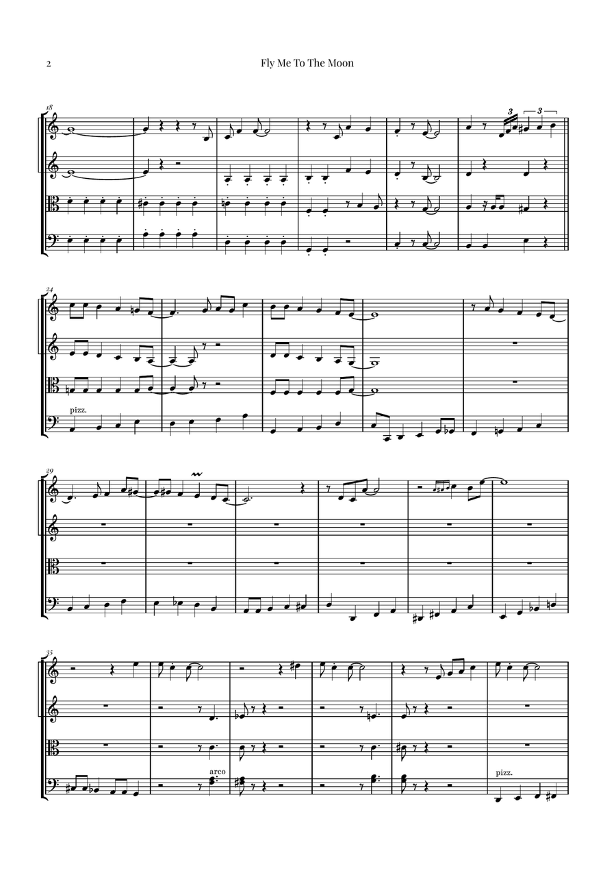 Fly Me To The Moon (In Other Words) String Quartet scores gallery preview page 2