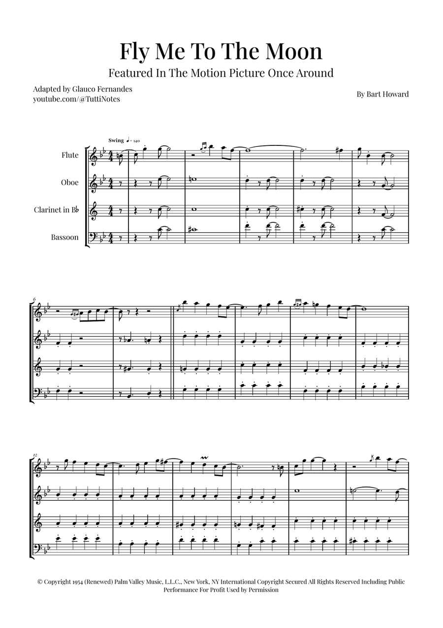 Fly Me To The Moon (In Other Words) Woodwind Quartet scores gallery preview page 1
