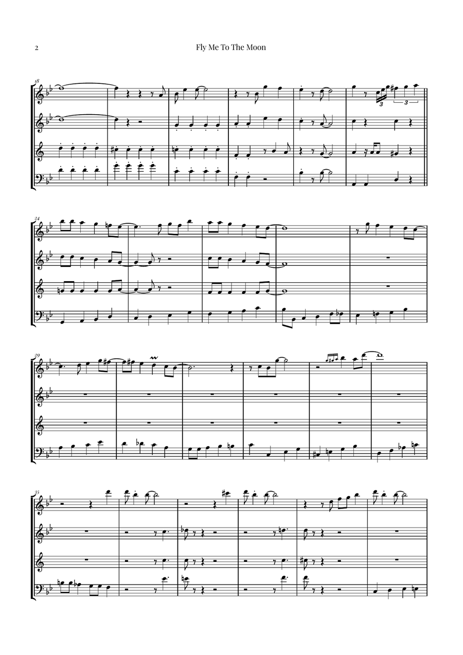 Fly Me To The Moon (In Other Words) Woodwind Quartet scores gallery preview page 2