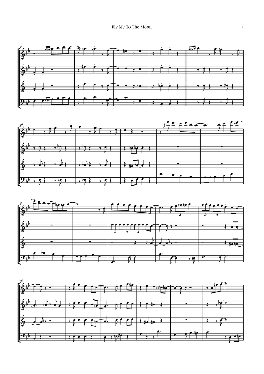 Fly Me To The Moon (In Other Words) Woodwind Quartet scores gallery preview page 3