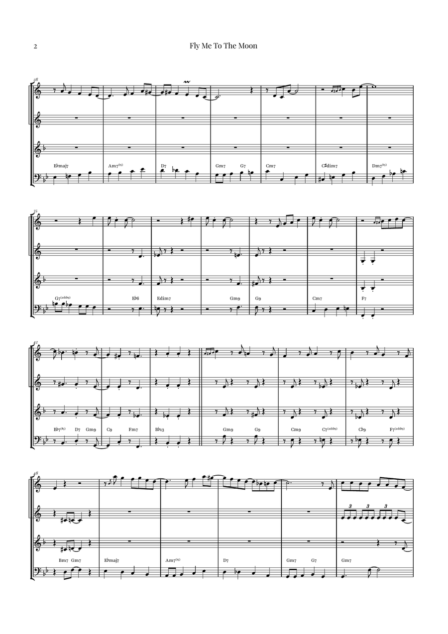 Fly Me To The Moon (In Other Words) Brass Quartet scores gallery preview page 2