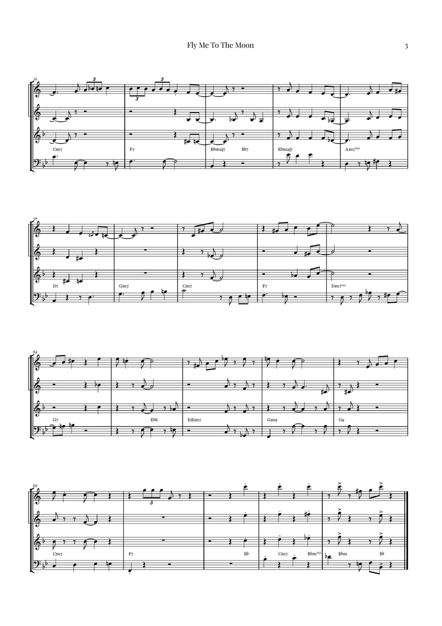 Fly Me To The Moon (In Other Words) Brass Quartet scores gallery preview page 3