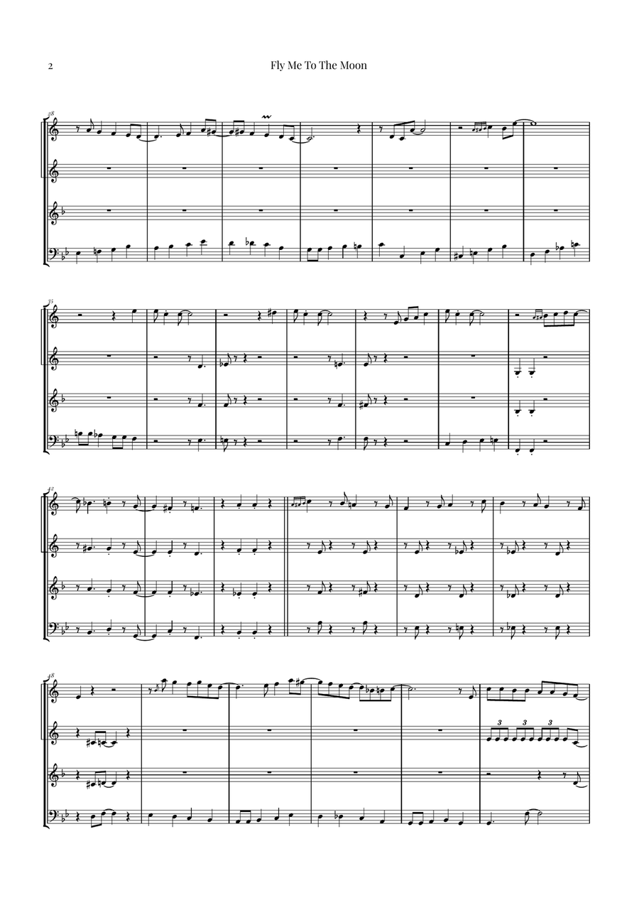Fly Me To The Moon (In Other Words) Brass Quartet scores gallery preview page 2