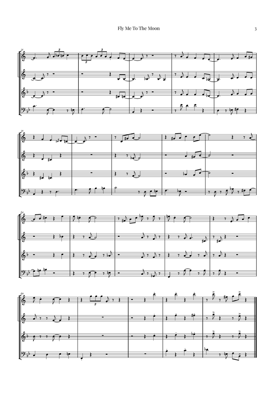 Fly Me To The Moon (In Other Words) Brass Quartet scores gallery preview page 3