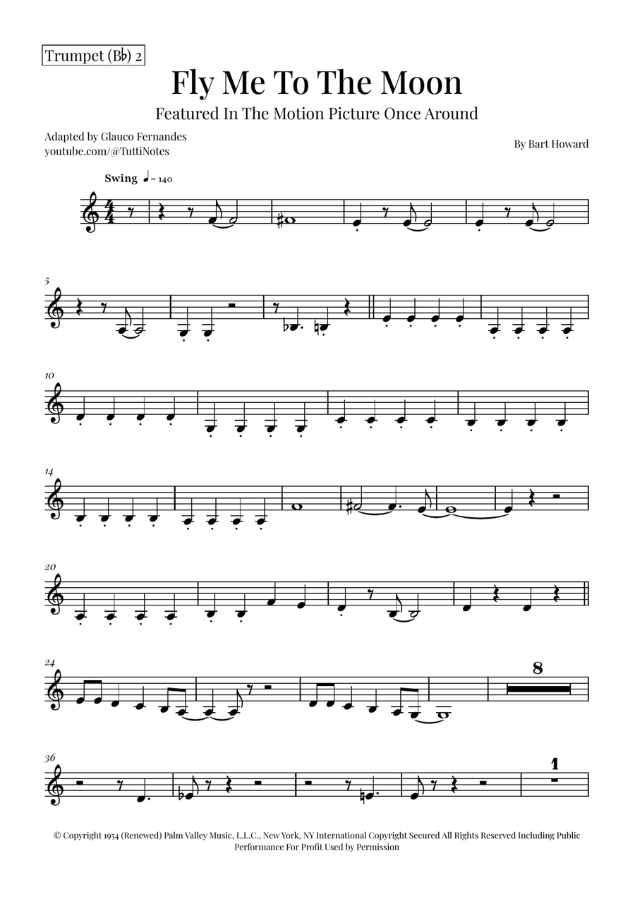Fly Me To The Moon (In Other Words) Brass Quartet scores gallery preview page 6