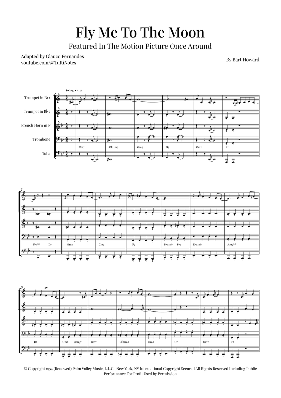 Fly Me To The Moon (In Other Words) Brass Quintet scores gallery preview page 1