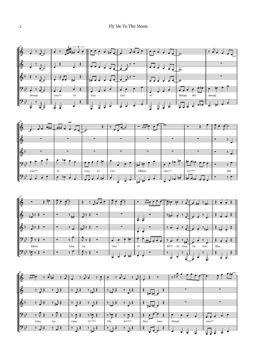 Fly Me To The Moon (In Other Words) Brass Quintet scores gallery preview page 2