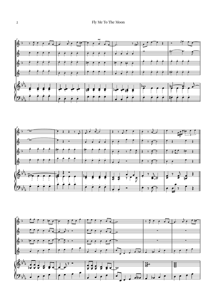 Fly Me To The Moon (In Other Words) Saxophone Quartet scores gallery preview page 2