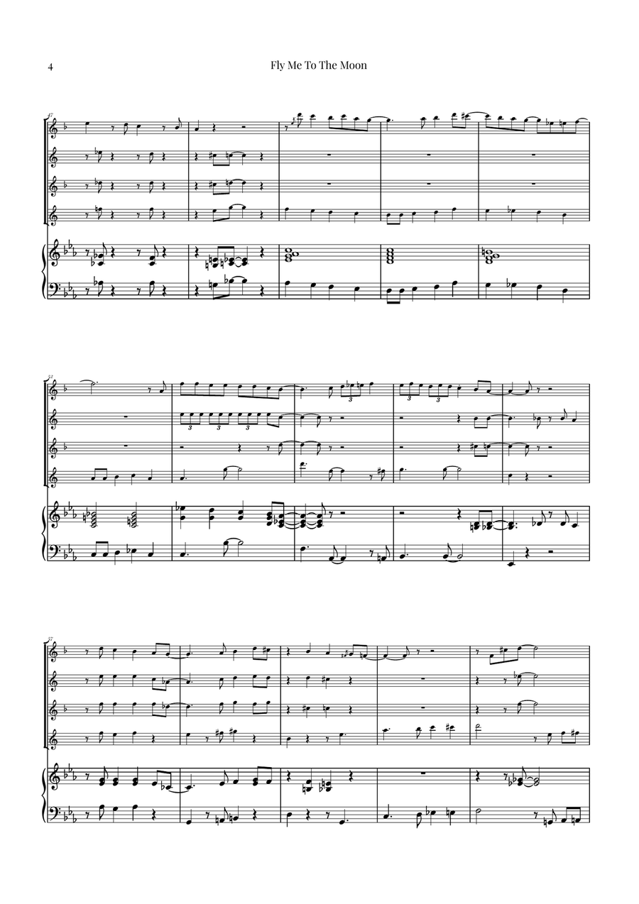 Fly Me To The Moon (In Other Words) Saxophone Quartet scores gallery preview page 4