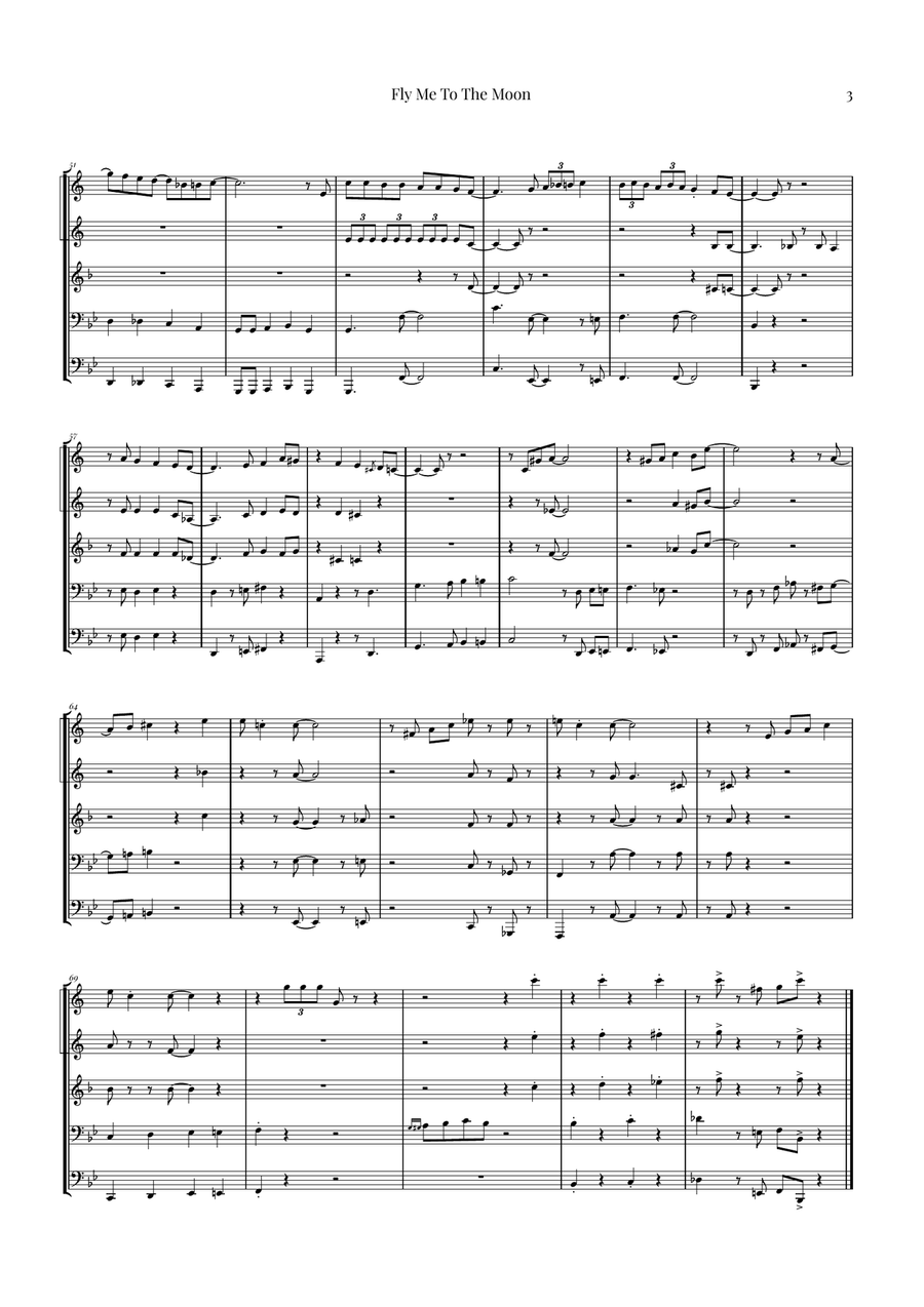 Fly Me To The Moon (In Other Words) Brass Quintet scores gallery preview page 3