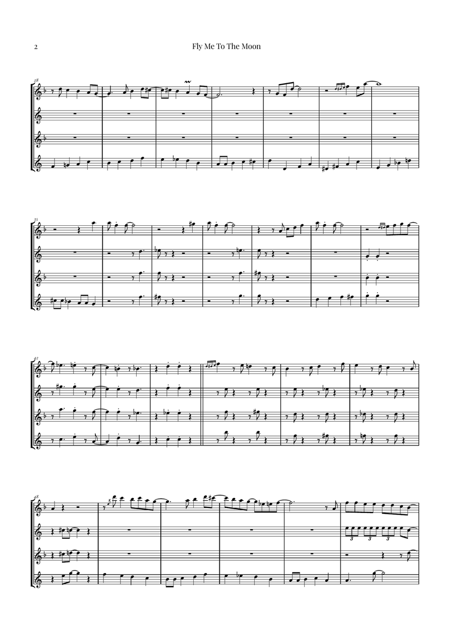 Fly Me To The Moon (In Other Words) Saxophone Quartet scores gallery preview page 2