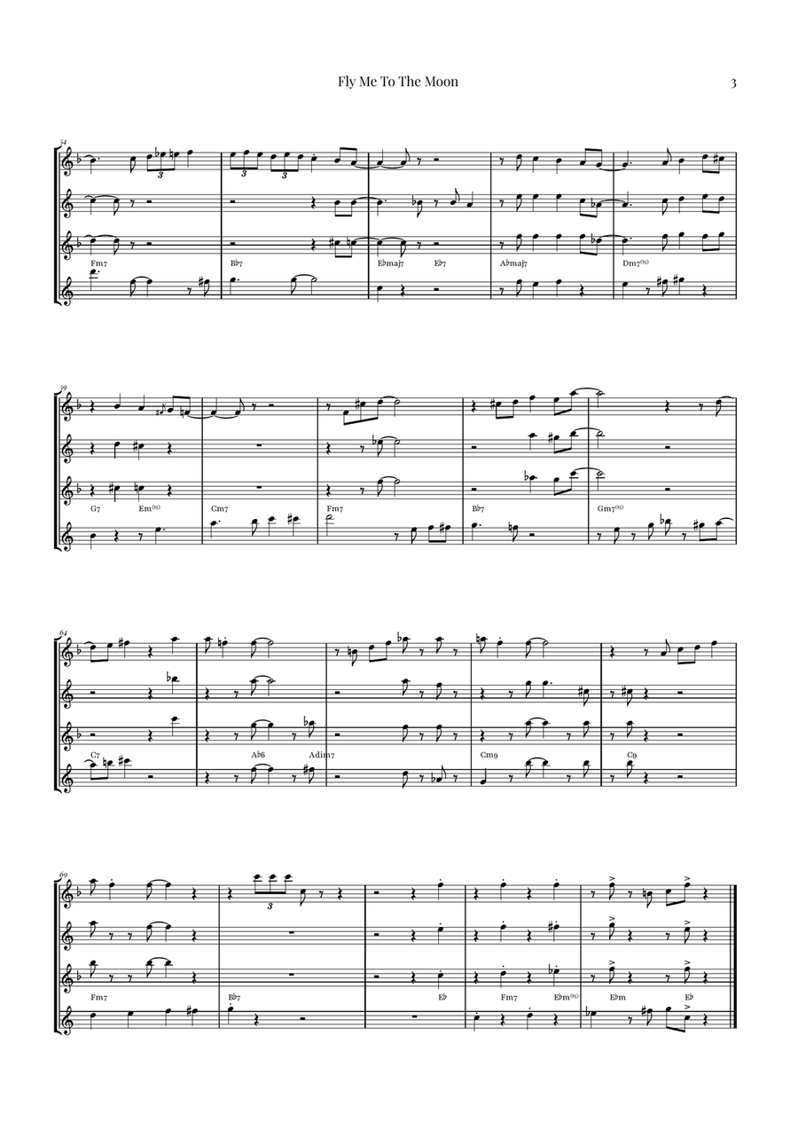 Fly Me To The Moon (In Other Words) Saxophone Quartet scores gallery preview page 3