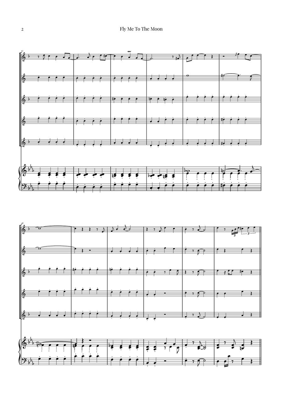 Fly Me To The Moon (In Other Words) Saxophone Quintet scores gallery preview page 2