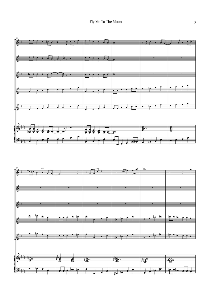 Fly Me To The Moon (In Other Words) Saxophone Quintet scores gallery preview page 3