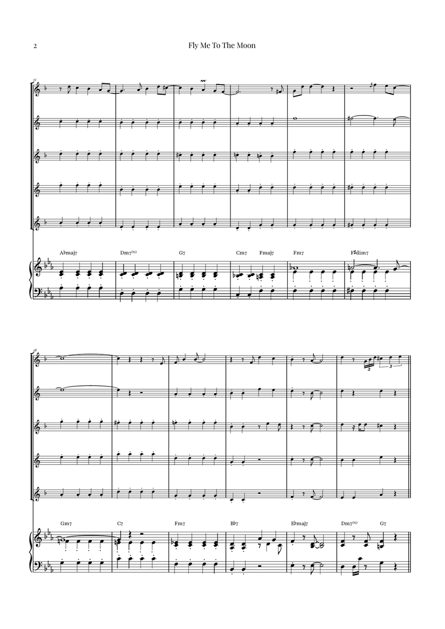 Fly Me To The Moon (In Other Words) Saxophone Quintet scores gallery preview page 2
