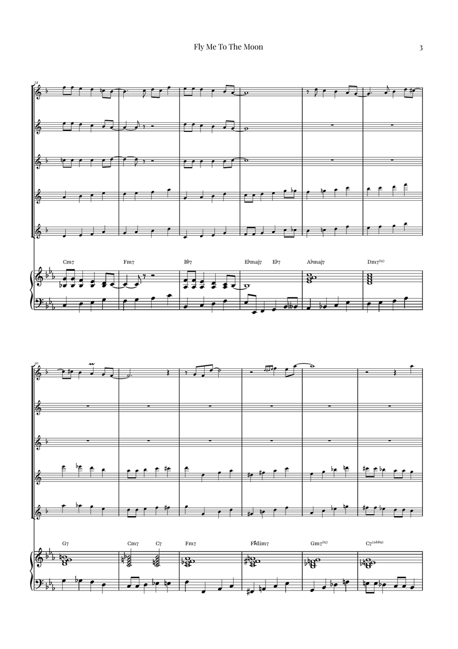 Fly Me To The Moon (In Other Words) Saxophone Quintet scores gallery preview page 3
