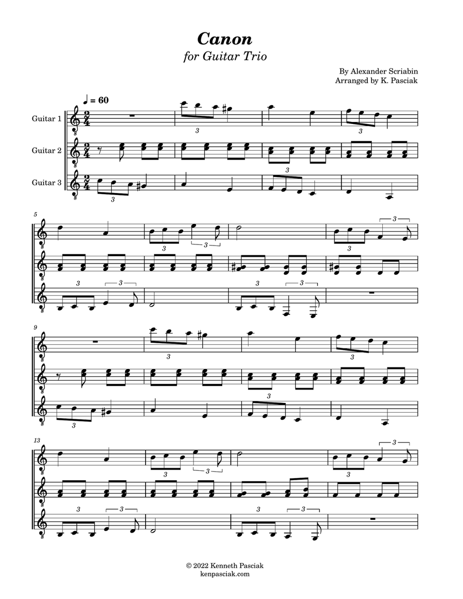 Canon (for Guitar Trio) Canon (for Guitar Trio) Small Ensemble scores gallery preview page 1