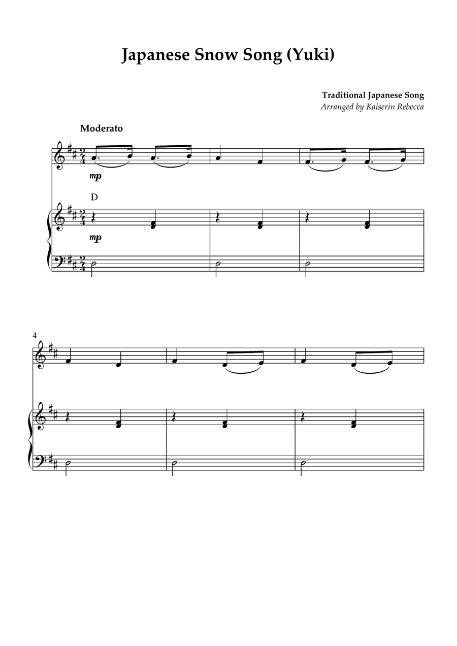 Japanese Snow Song (Yuki) Violin Solo scores gallery preview page 1