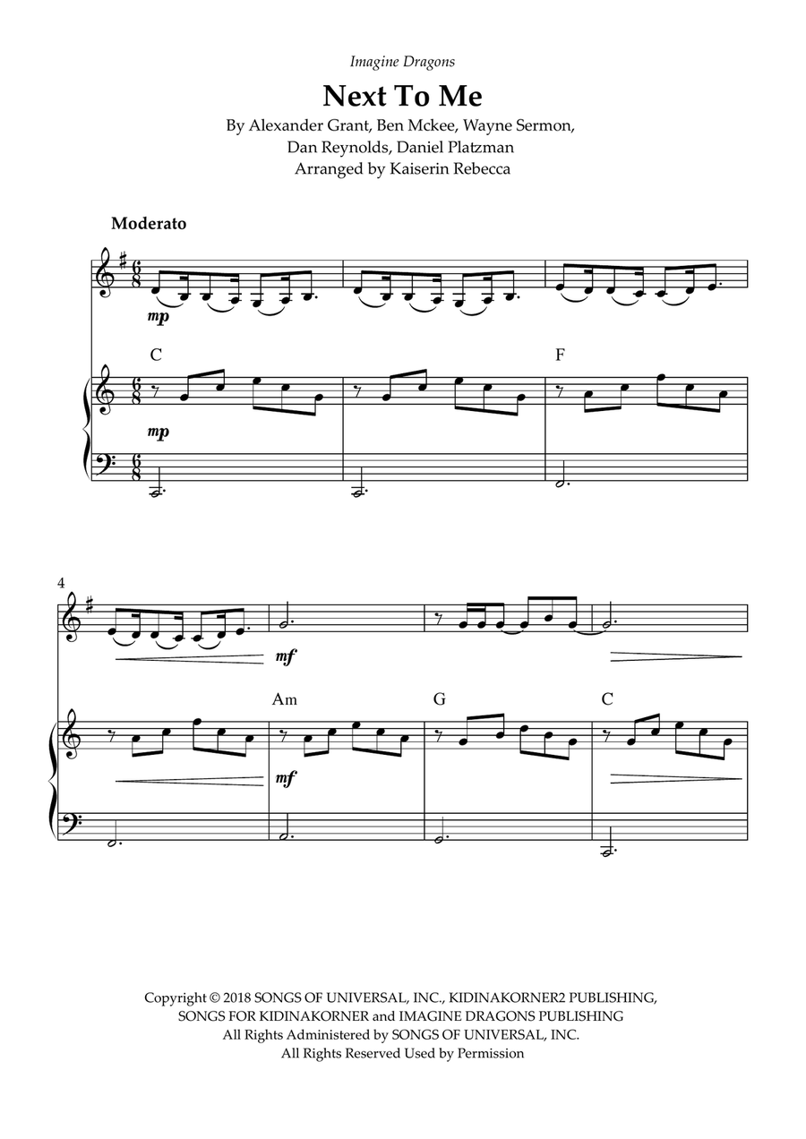 Next To Me Next To Me Piano scores gallery preview page 1