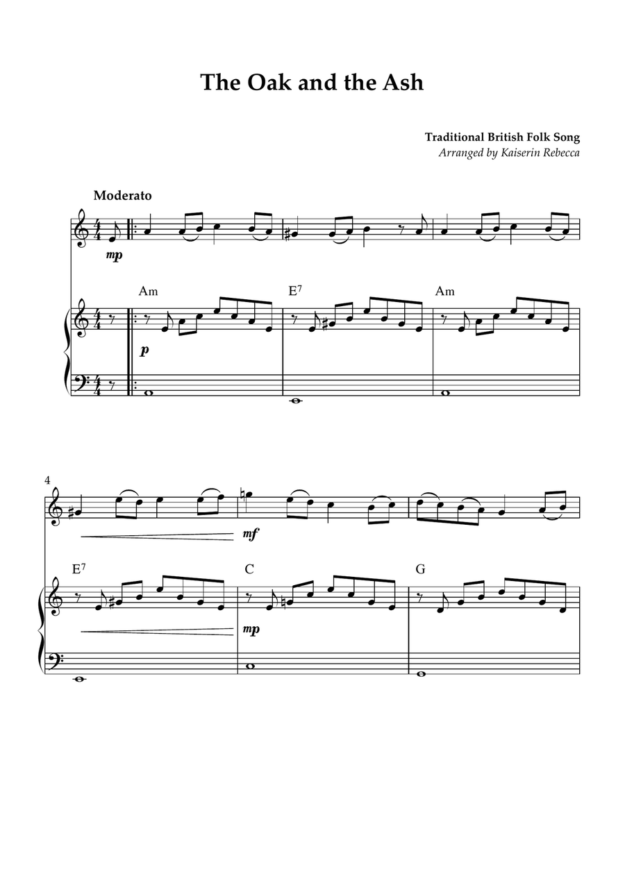The Oak and the Ash The Oak and the Ash Piano scores gallery preview page 1