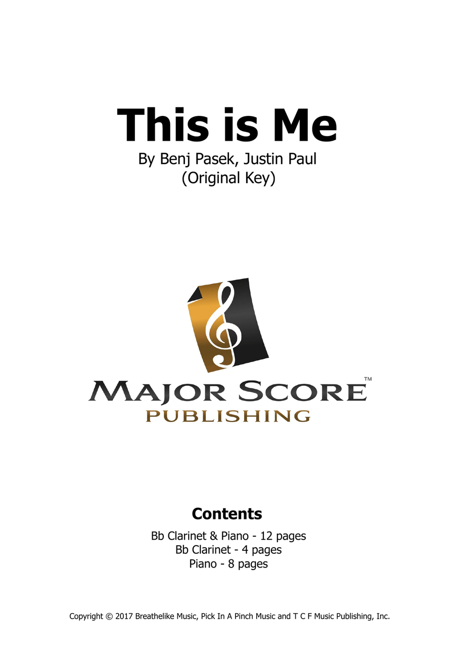 This Is Me Clarinet Solo scores gallery preview page 1