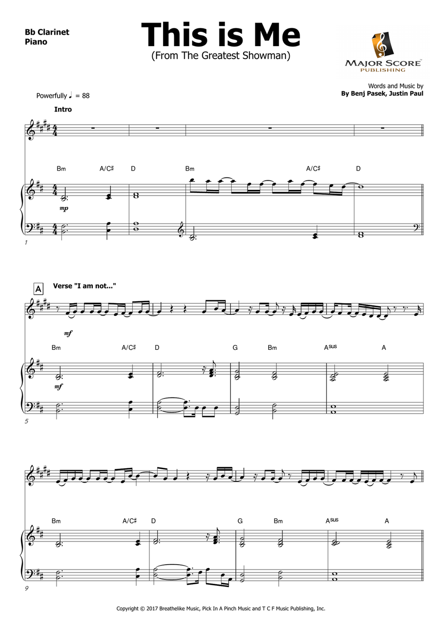 This Is Me Clarinet Solo scores gallery preview page 2