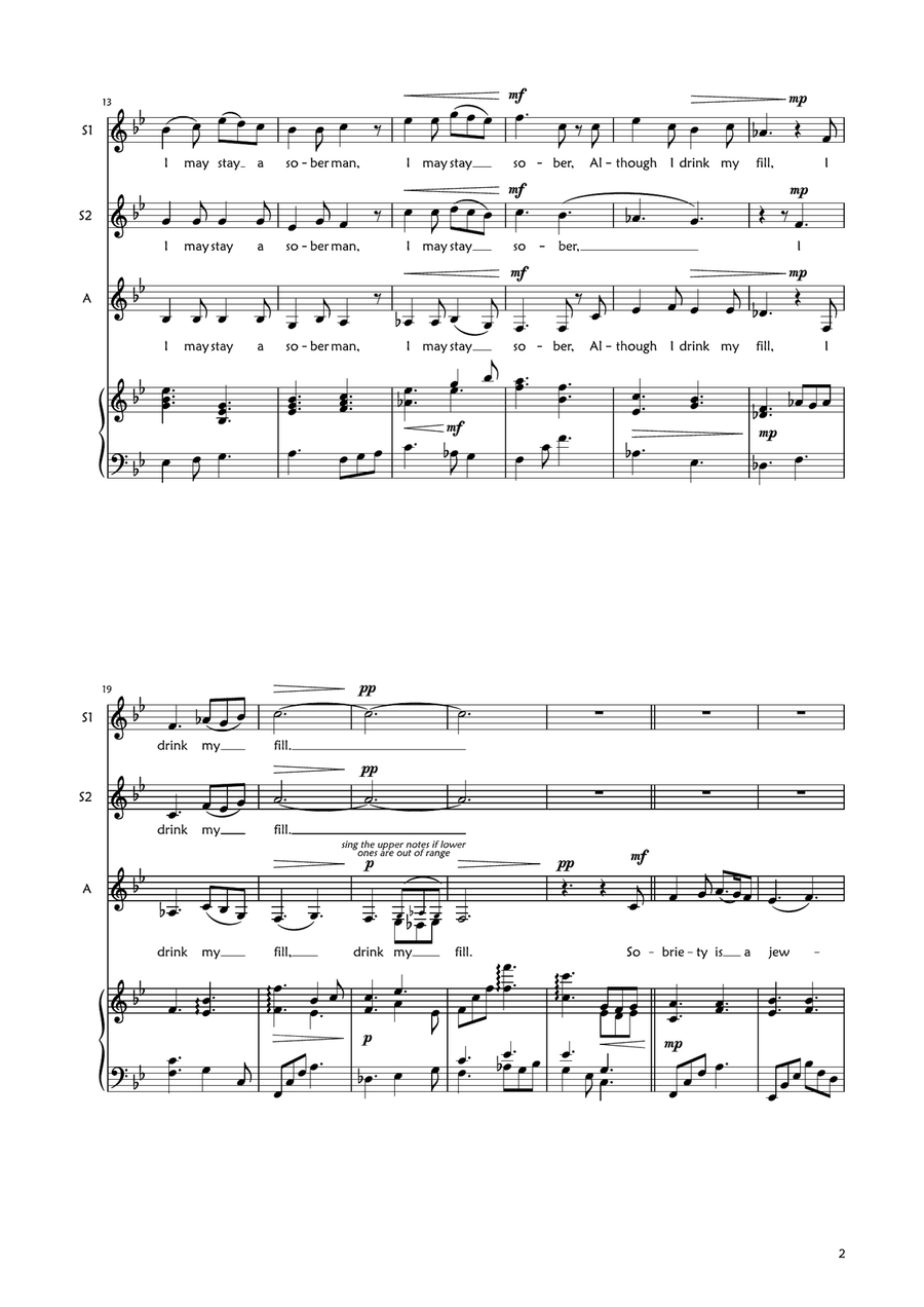 A Drunken Man's Praise Of Sobriety SSA scores gallery preview page 2