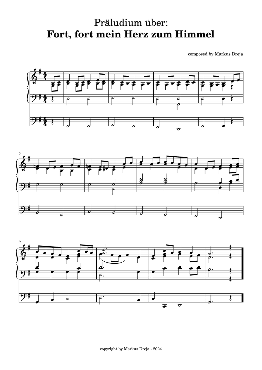 Easy Organ Preludes - leichte Orgelpräludien | Fort, fort, mein Herz, zum Himmel Organ Solo scores gallery preview page 1