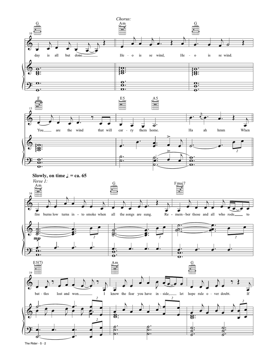 The Rider (from The Lord of The Rings: The War of The Rohirrim) Piano, Vocal, Guitar scores gallery preview page 2