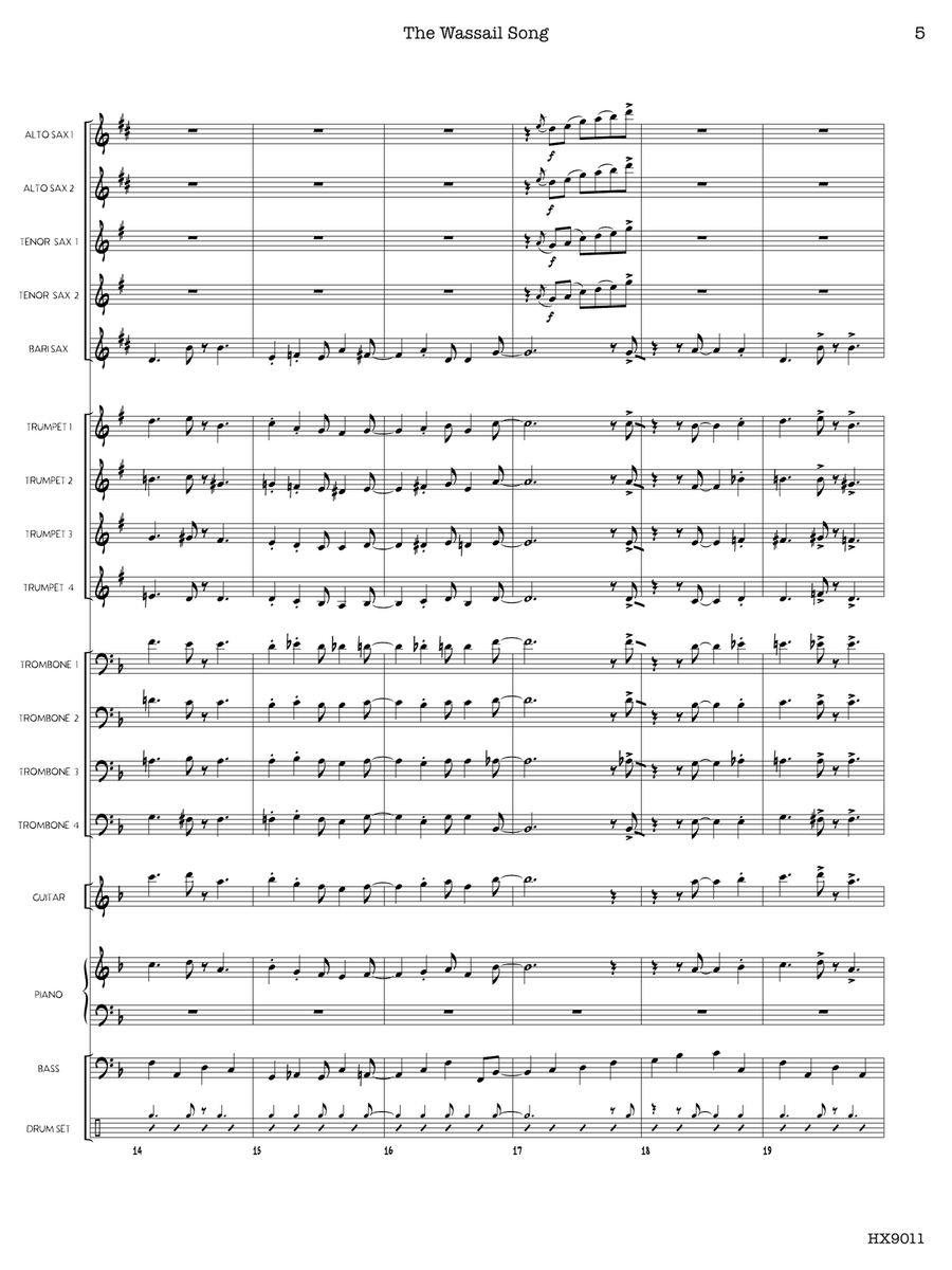 The Wassail Song: Score The Wassail Song: Score Jazz Ensemble scores gallery preview page 5