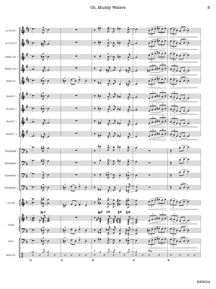 Oh, Muddy Waters: Score Oh, Muddy Waters: Score Jazz Ensemble scores gallery preview page 5