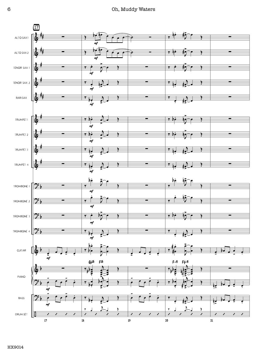 Oh, Muddy Waters: Score Oh, Muddy Waters: Score Jazz Ensemble scores gallery preview page 6