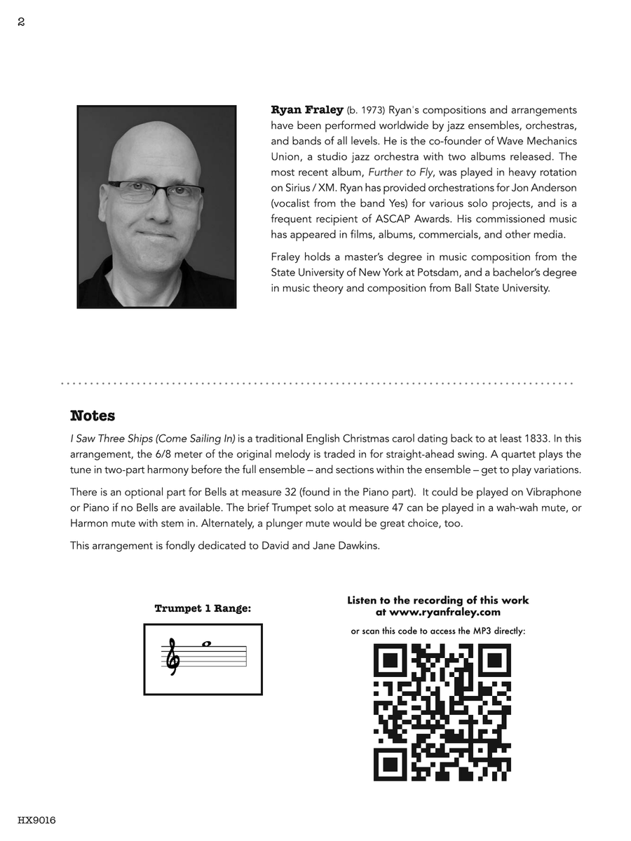 I Saw Three Ships: Score I Saw Three Ships: Score Jazz Ensemble scores gallery preview page 2