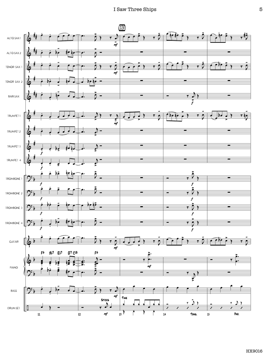 I Saw Three Ships: Score I Saw Three Ships: Score Jazz Ensemble scores gallery preview page 5