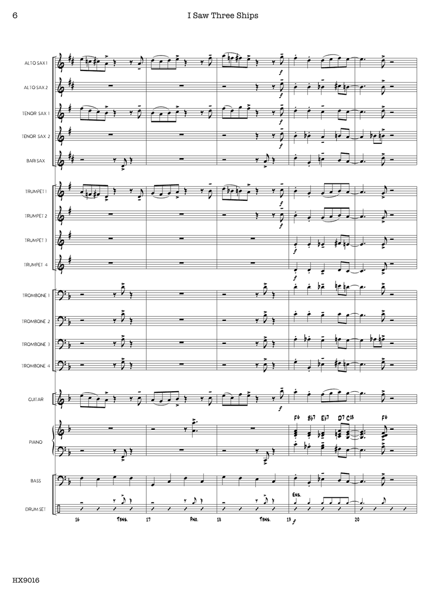 I Saw Three Ships: Score I Saw Three Ships: Score Jazz Ensemble scores gallery preview page 6