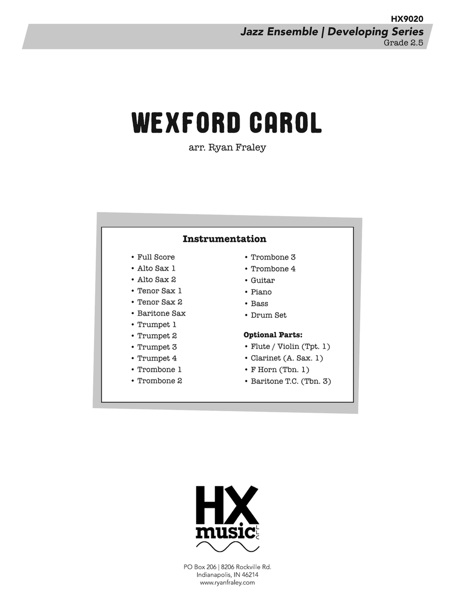 Wexford Carol: Score Wexford Carol: Score Jazz Ensemble scores gallery preview page 1
