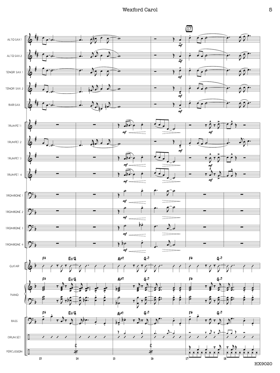 Wexford Carol: Score Wexford Carol: Score Jazz Ensemble scores gallery preview page 5