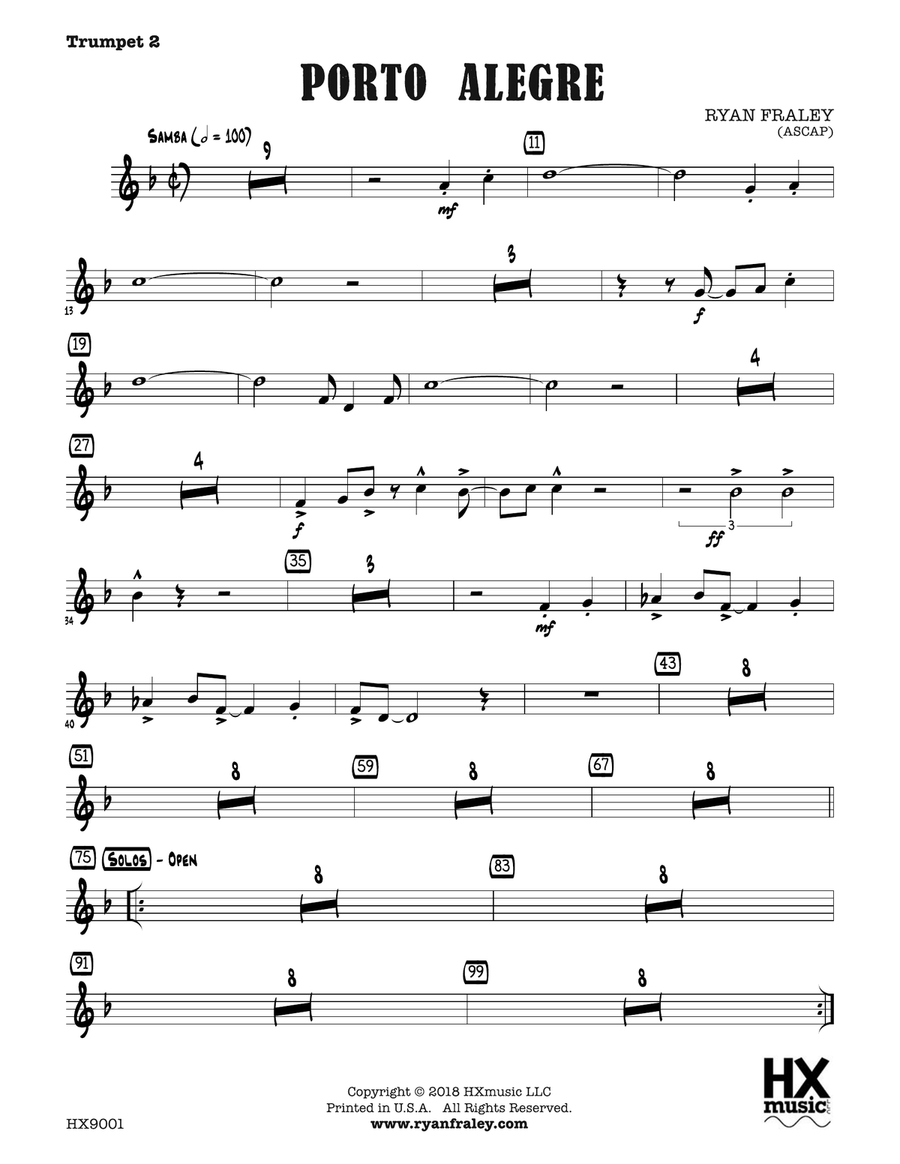 Porto Alegre: B-flat Trumpet 2 B-Flat Trumpet scores gallery preview page 1