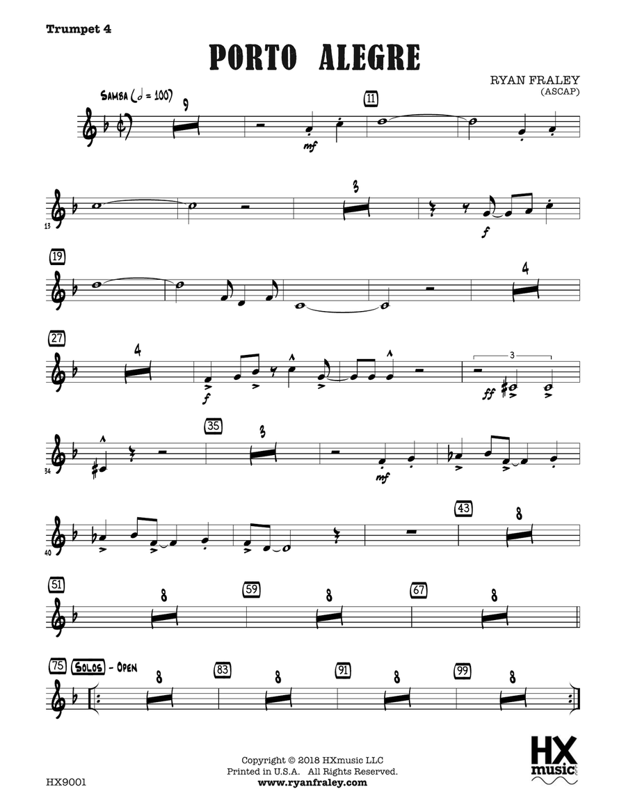 Porto Alegre: B-flat Trumpet 4 B-Flat Trumpet scores gallery preview page 1