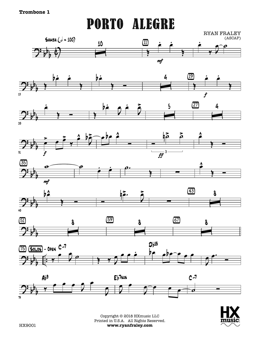 Porto Alegre: Trombone 1 Porto Alegre: Trombone 1 Trombone scores gallery preview page 1