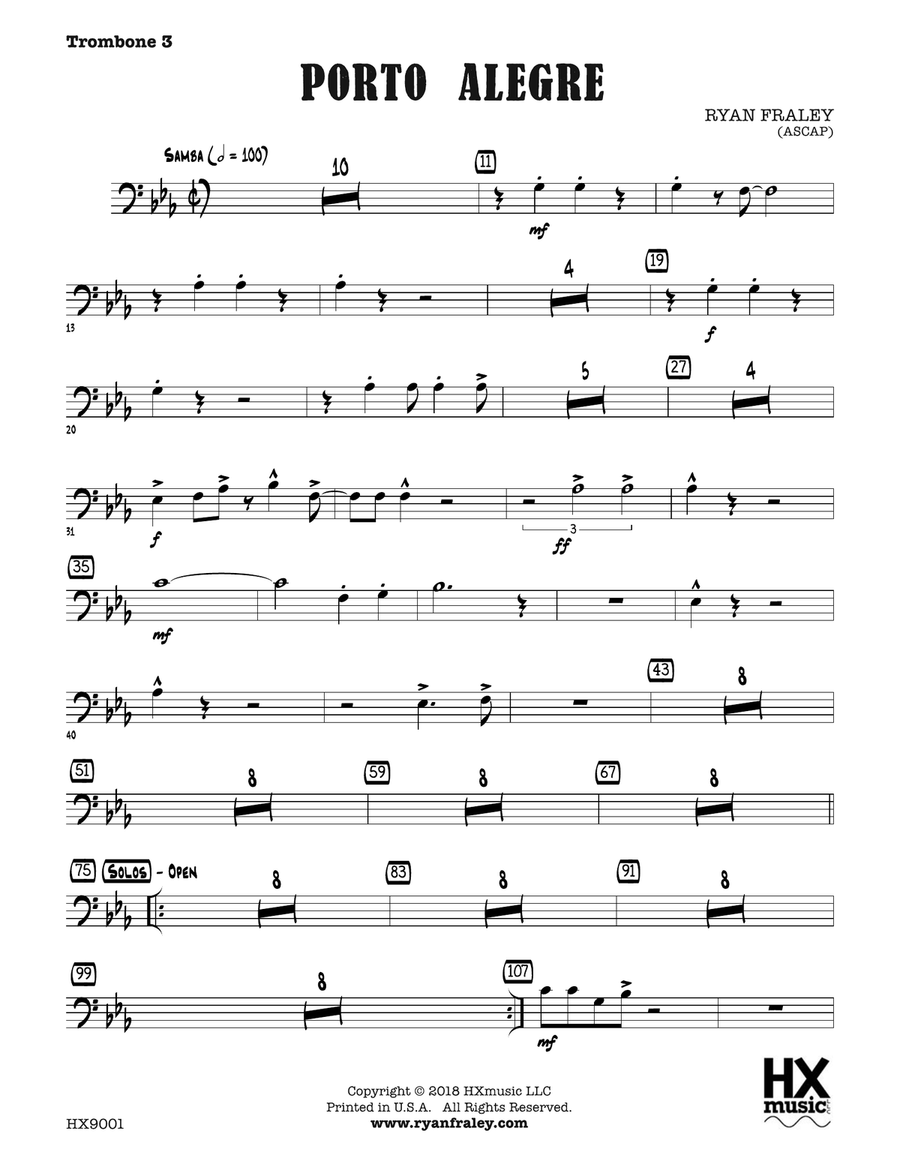 Porto Alegre: Trombone 3 Porto Alegre: Trombone 3 Trombone scores gallery preview page 1
