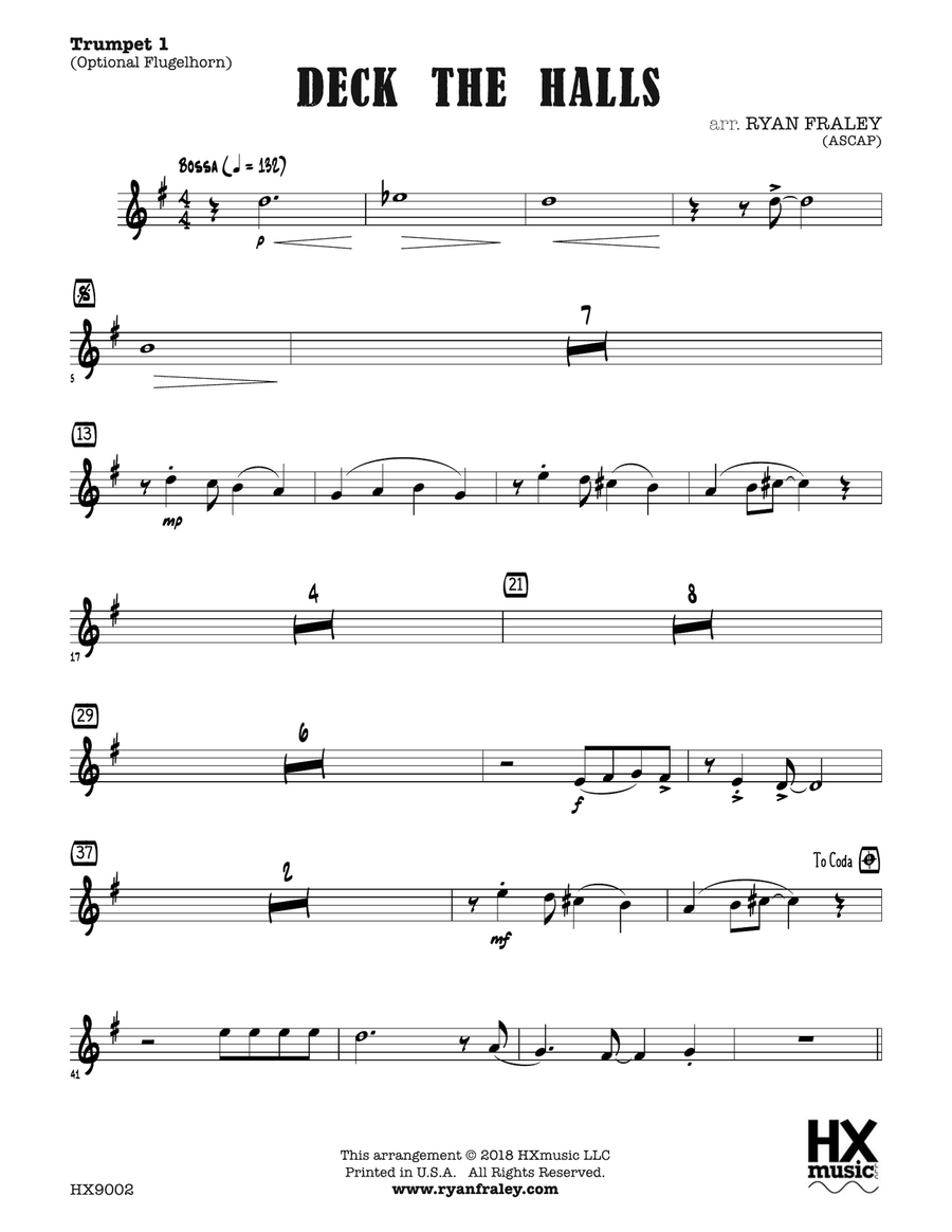 Deck the Halls: B-flat Trumpet 1 (Optional Flugelhorn) Flugelhorn scores gallery preview page 1