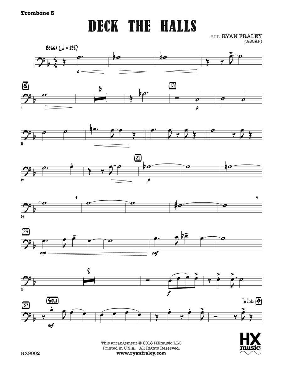Deck the Halls: Trombone 3 Trombone scores gallery preview page 1