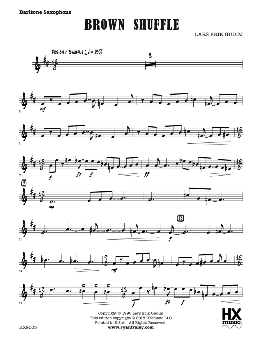 Brown Shuffle: E-flat Baritone Saxophone Baritone Saxophone scores gallery preview page 1