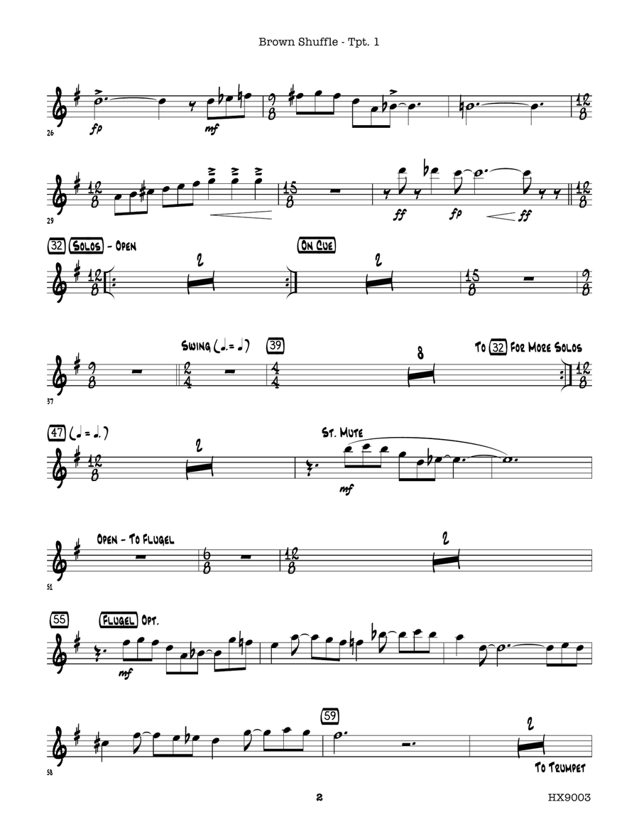 Brown Shuffle: B-flat Trumpet 1 B-Flat Trumpet scores gallery preview page 2