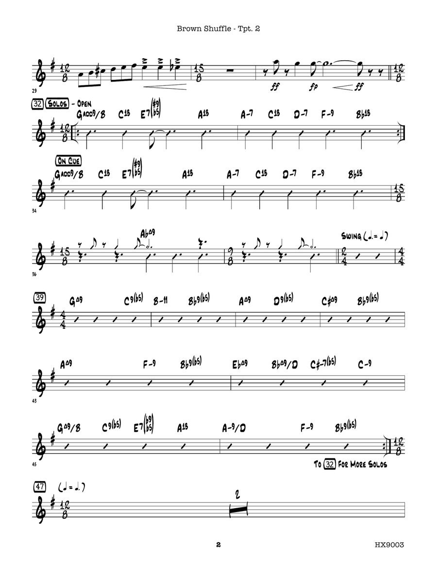 Brown Shuffle: B-flat Trumpet 2 B-Flat Trumpet scores gallery preview page 2